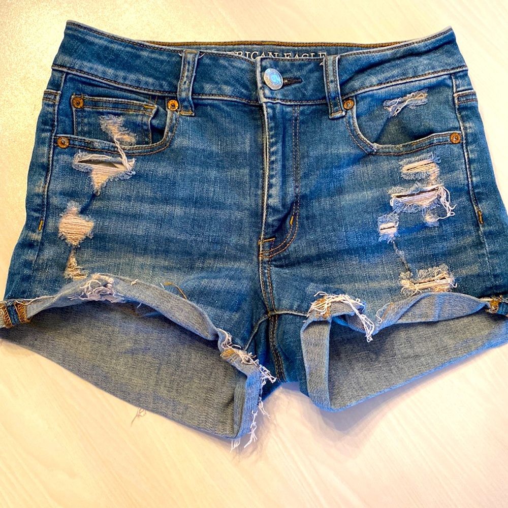 American Eagle Hi-Rise Shortie Jean Shorts